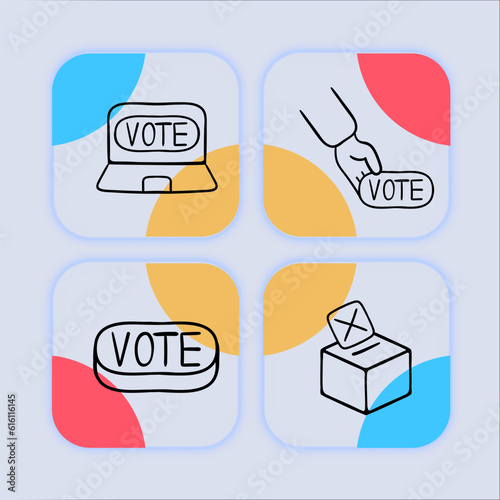 Presidential Election Icon. Political leadership, democracy, electoral process, presidential race, voting for the president. Glassmorphism style. Vector line icon