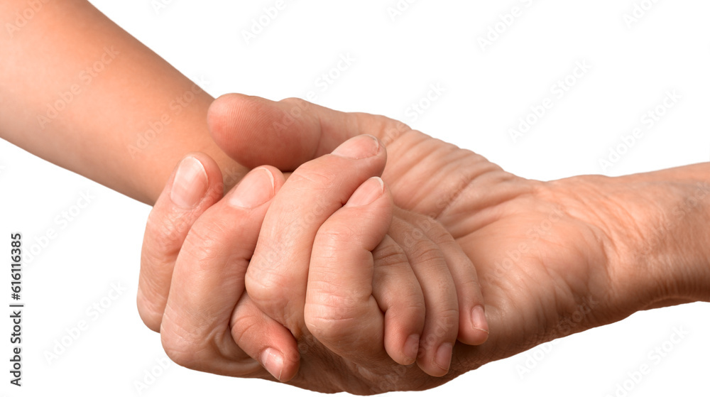 Elderly and Child Hands Holding Together Elderly and Child Hands Holding Together