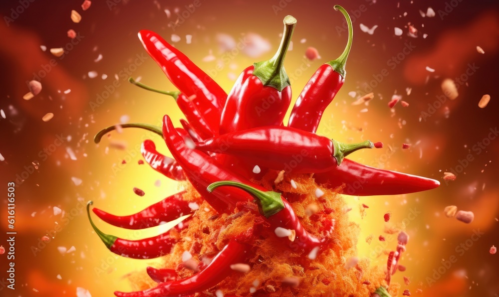Red Chilli Peppers Background For Social Media Advertising and Marketing. Generative Ai Red Chilli Peppers Background For Social Media Advertising and Marketing. Generative Ai