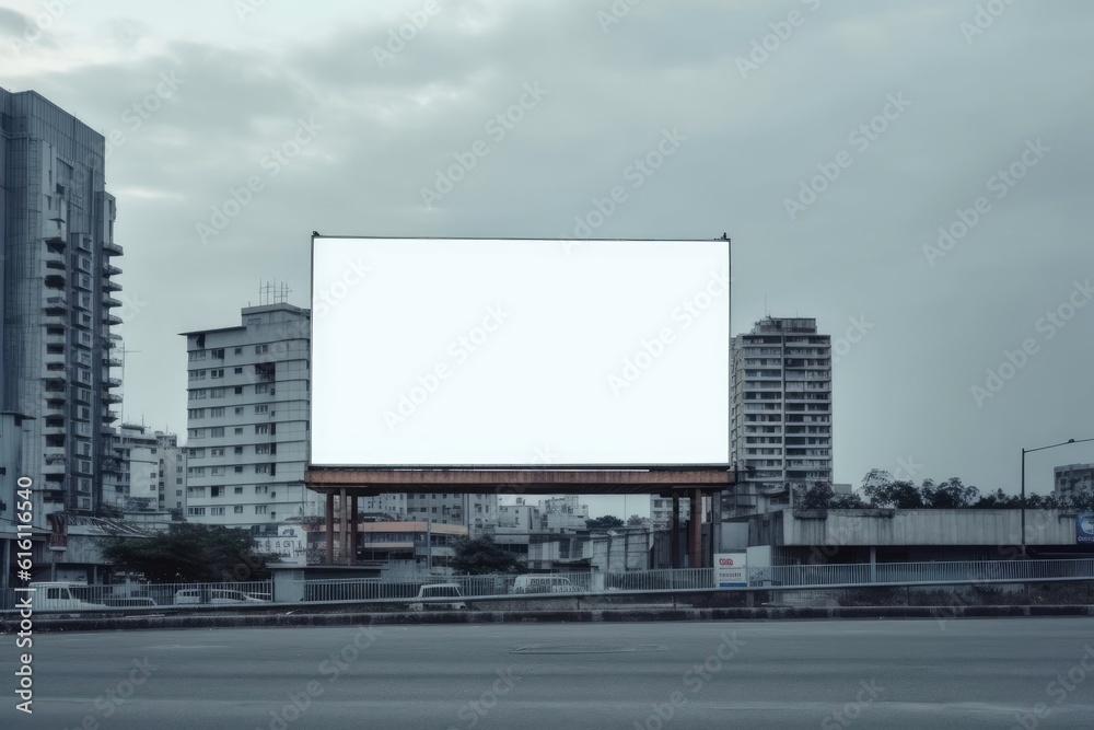 Empty advertisement white billboard. Generative AI