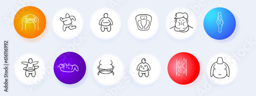 Obesity Support Icon. Weight management, healthy lifestyle, nutritional guidance, physical activity, personalized diet plans. Vector line icon