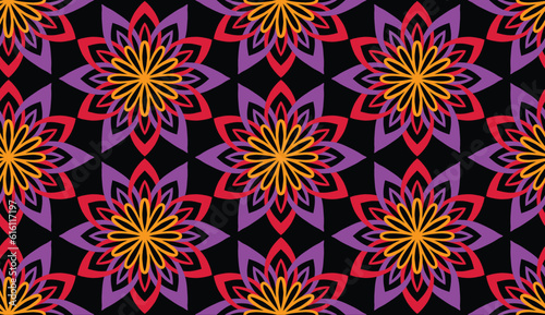 Geometric ethnic pattern seamless flower color. seamless pattern. Design for fabric,curtain,background,carpet,wallpaper,clothing,wrapping,Batik,mandalas,fabric,Vector illustration. pattern style.