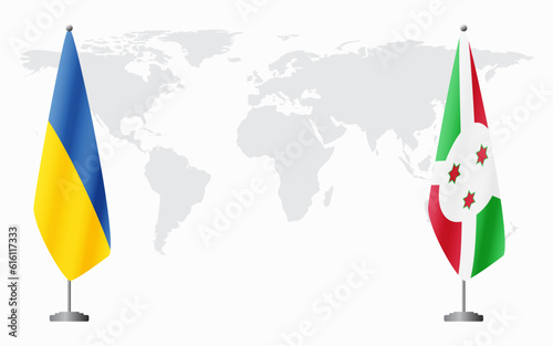 Ukraine and Burundi flags for official meeting