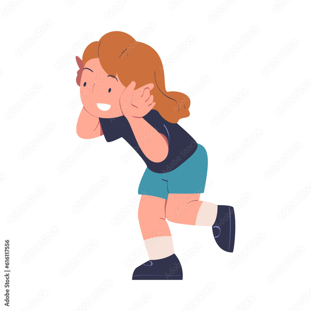 Little Girl Teasing and Smiling Being at Kindergarden Vector Illustration Little Girl Teasing and Smiling Being at Kindergarden Vector Illustration