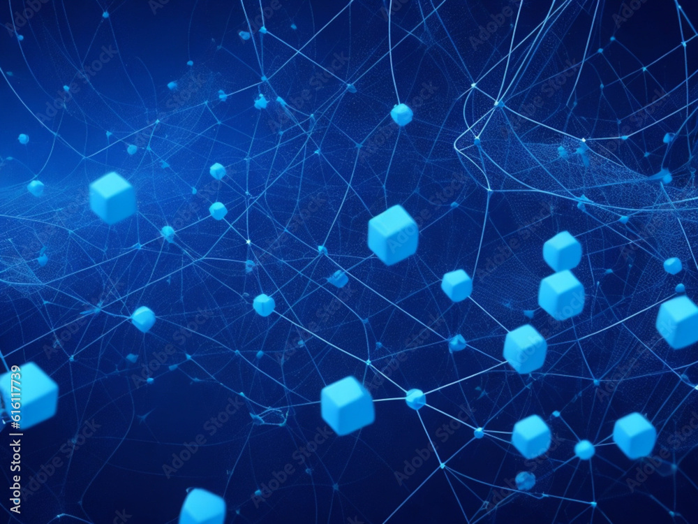 Fototapeta premium Abstract light blue background with moving lines and dots the concept of big data network connection worldwide