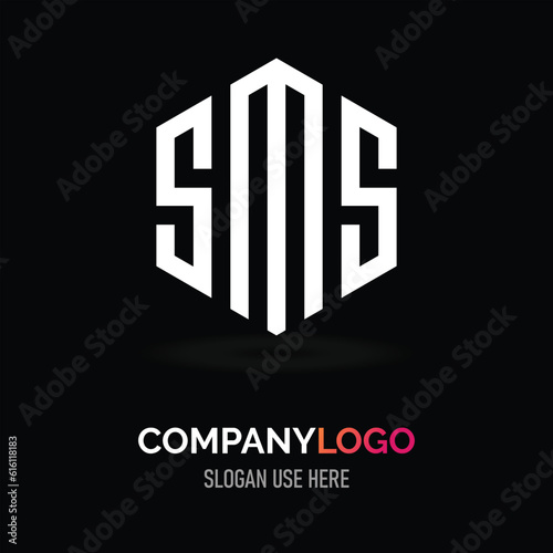 SMS logo design polygon shape