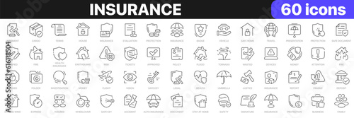 Insurance line icons collection. Judgment, secure, protection, evaluation icons. UI icon set. Thin outline icons pack. Vector illustration EPS10