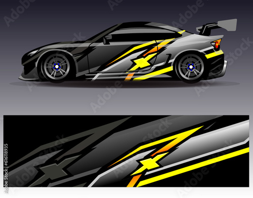 Car wrap design vector.Graphic abstract stripe racing background designs for vehicle  rally  race  adventure and car racing livery