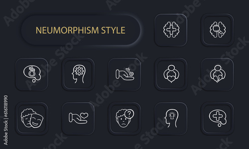 Depressive Disorder Icon. Major depressive disorder, clinical depression, depressive episodes, mood disorder, sadness. Neomorphism style. Vector line icon