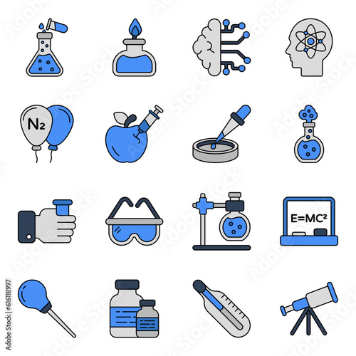Pack of Science and Lab Flat Icons


