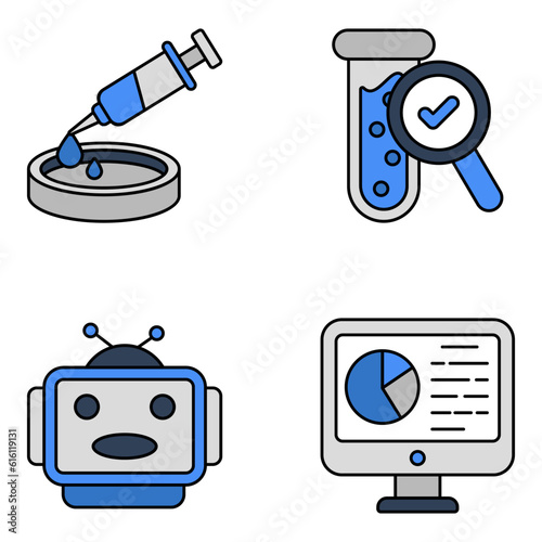 Pack of Lab Equipment Flat Icons