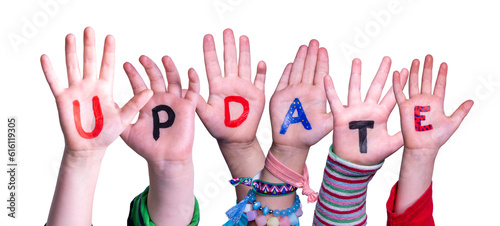 Children Hands Building Word Update  Isolated Background