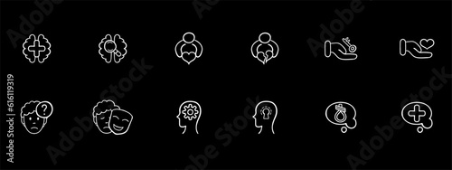 Tailored programs and strategies for effective weight loss. Personalized nutrition plans, portion control, calorie tracking, healthy meal options. Vector white set icon