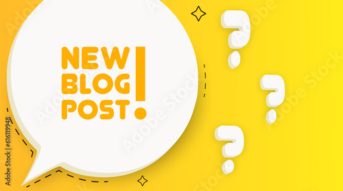 New blog post banner. Speech bubble with New blog post text. Business concept. 2d illustration. Spiral background. Vector line icon for business