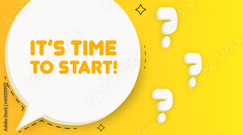 Its time to start banner. Speech bubble with Its time to start text. Business concept. 2d illustration. Spiral background. Vector line icon for business