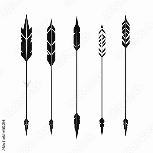 Set of black feather arrows design elements