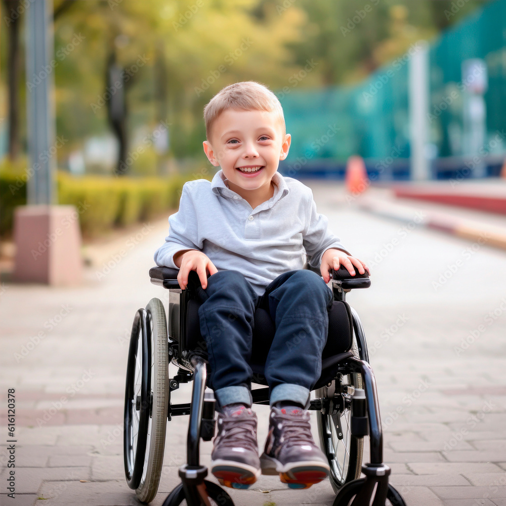 smiling kid in a wheelchair smiling kid in a wheelchair