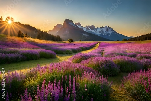 lavender field in the morning AI GENERATED © Ayesha