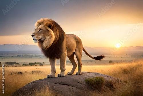 lion king at sunset AI GENERATED