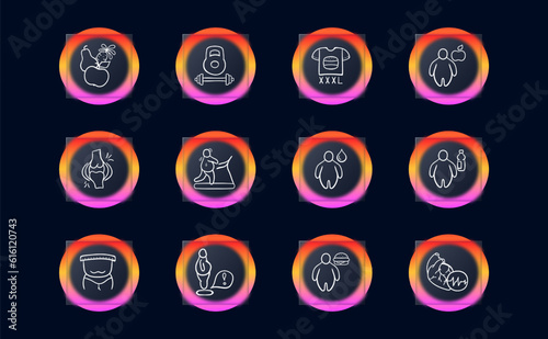 Weight Loss Icon. Healthy weight management, balanced diet, calorie control, portion control, physical activity, exercise routines. Neomorphism style. Vector line icon