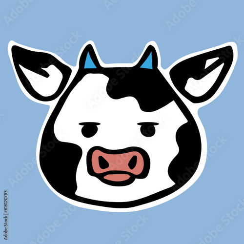 cow sticker illustration in vector. emotion of indifference