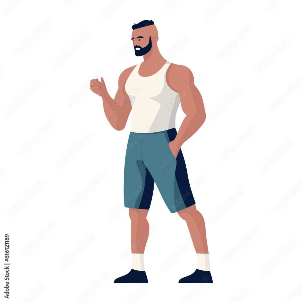 Macho athlete standing Macho athlete standing