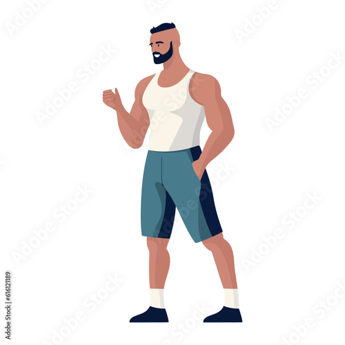 Macho athlete standing