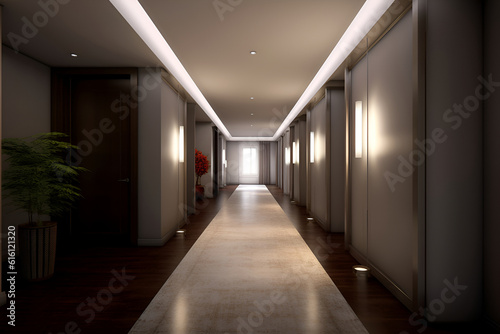 Classic style hallway interior in luxury house. AI generated © tynza