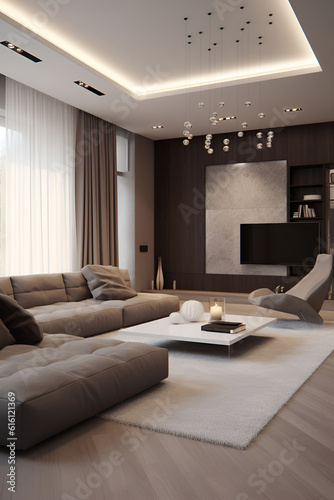 Classic style interior of living room in luxury house. AI generated