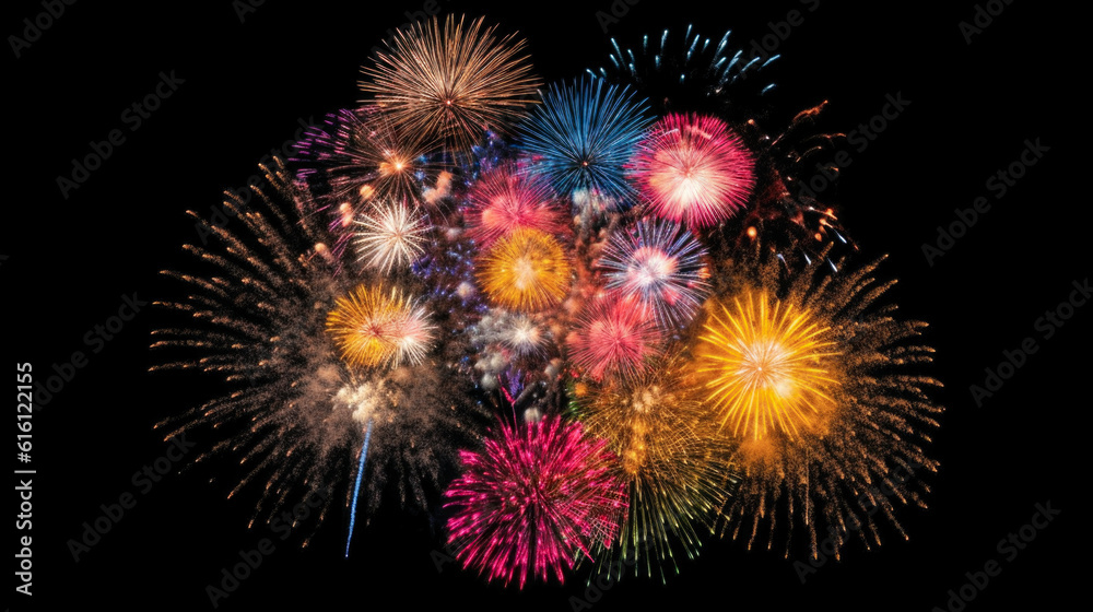 illustration beautiful fireworks celebration on isolated black background illustration beautiful fireworks celebration on isolated black background