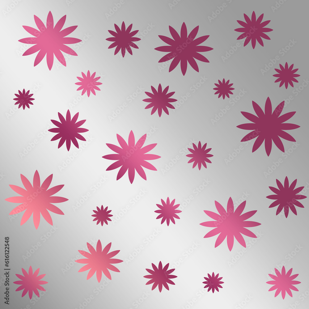Pink flower seamless pattern template silver color background Pink flower seamless pattern template silver color background