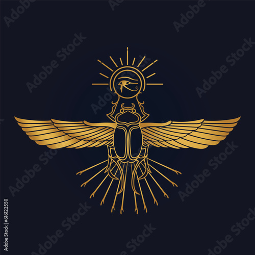 Egyptian Scarab and Holy Egyptian eye of horus with wings