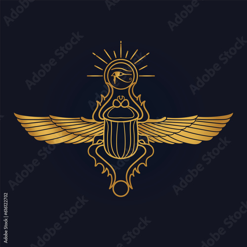 Egyptian Scarab and Holy Egyptian eye of horus with wings