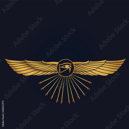 Egyptian wings And eye of horus VECTOR