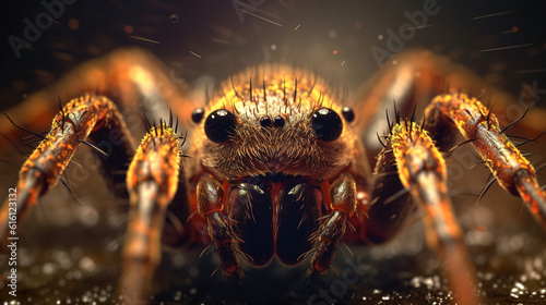 Ultra macro spider portrait  detailed close-up image of spider s face  generative ai