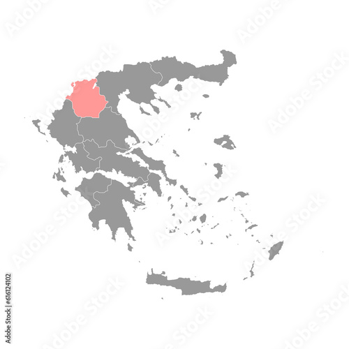 Western Macedonia region map, administrative region of Greece. Vector illustration.