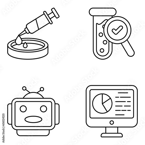 Pack of Lab Equipment Linear Icons

