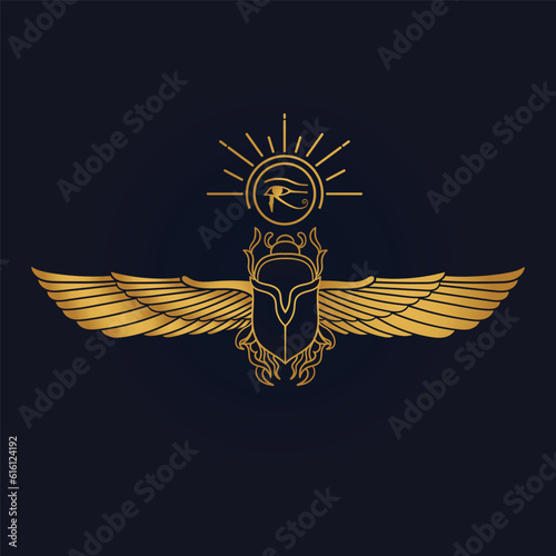 Egyptian Scarab and Holy Egyptian eye of horus with wings