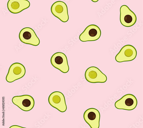 Seamless pattern of cute cartoon avocados, vector for fashion, poster, wallpaper, fabric designs