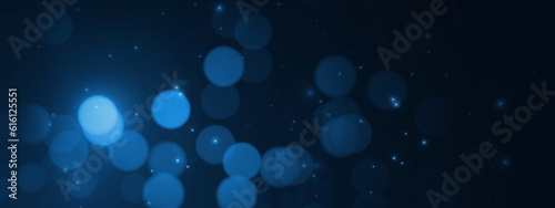 Bokeh blue background banner futuristic business data technology modern concept, abstract blue bokeh dark blue contrast.