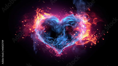 3D illustration a burning heart photo