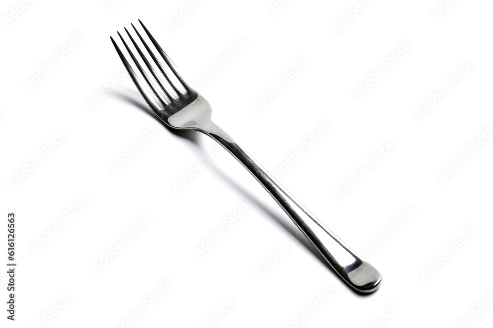 Modern silver fork isolated on white background Generative AI Illustration Modern silver fork isolated on white background Generative AI Illustration