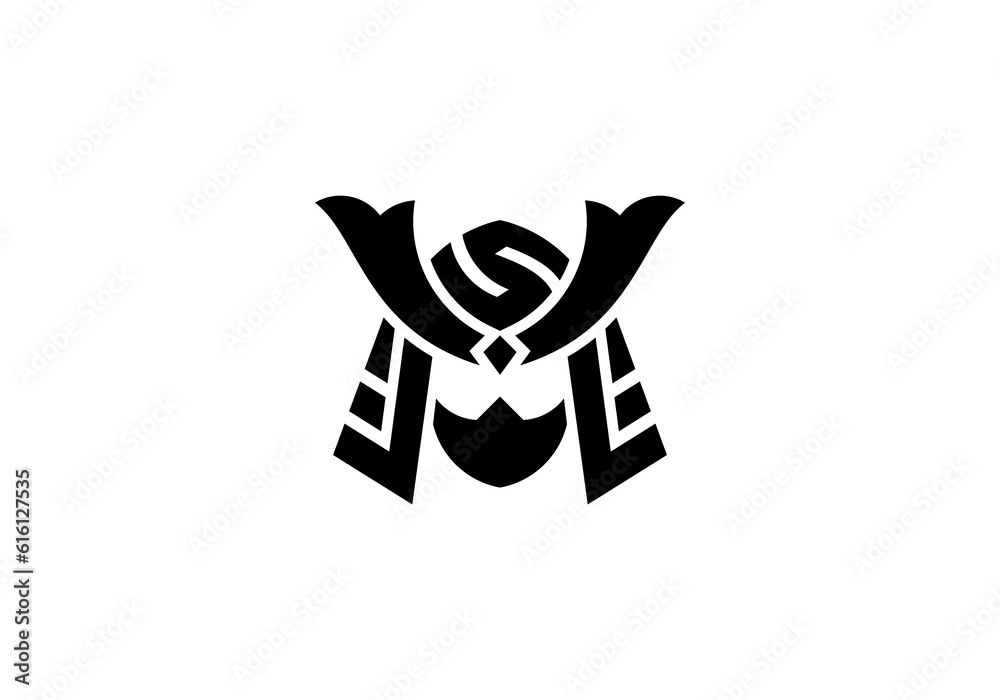samurai head letter S icon logo