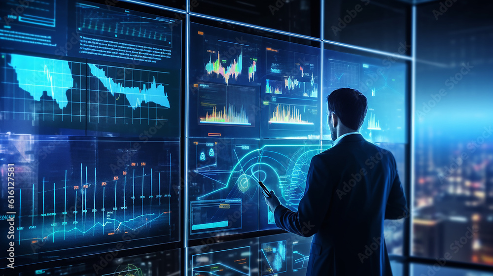 Business finance data analytics graph. Financial management technology. Advisor using KPI Dashboard on virtual screen. ,generative AI Business finance data analytics graph. Financial management technology. Advisor using KPI Dashboard on virtual screen. ,generative AI