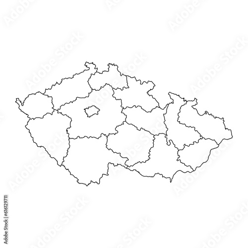 Czech Republic map with regions. Vector illustration.