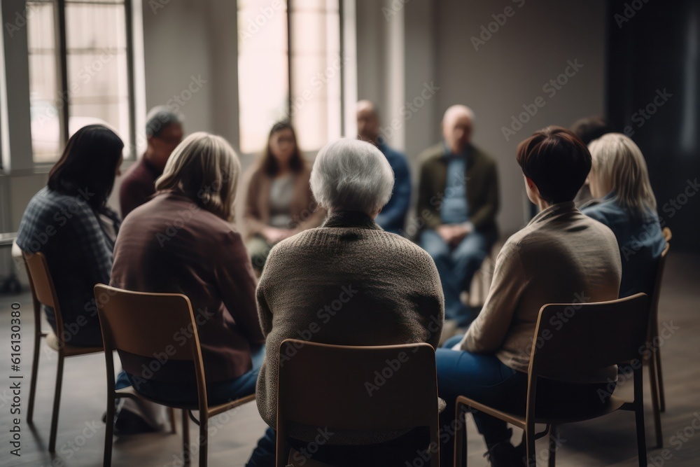 support groups.People support each other in a rehabilitation session. Generative AI