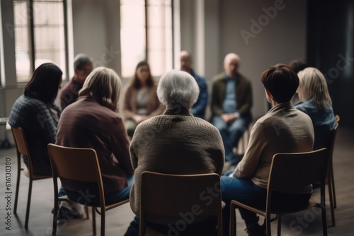 support groups.People support each other in a rehabilitation session. Generative AI