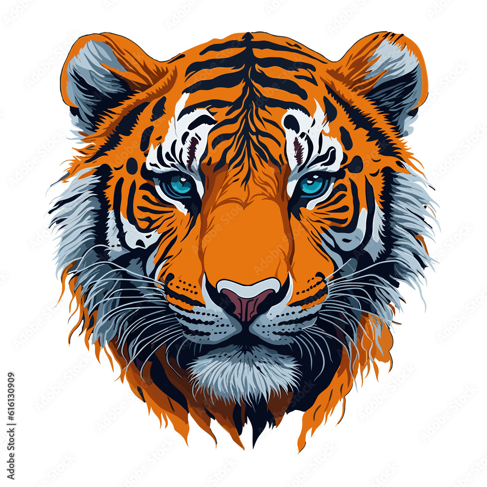 Detailed tiger head illustration (Generative AI)