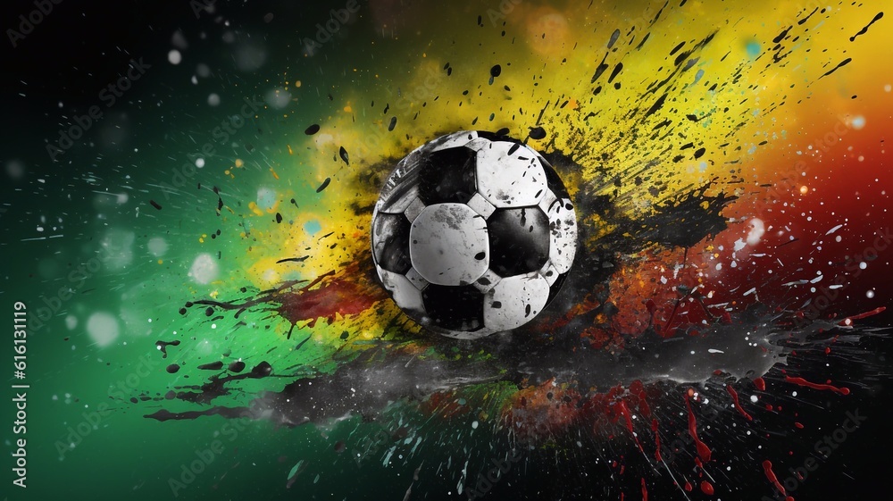 Fototapeta premium Soccer ball in burning fire flames Generative AI