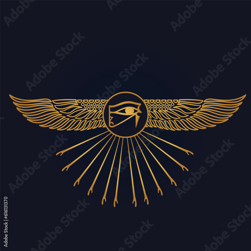 Egyptian wings And eye of horus VECTOR